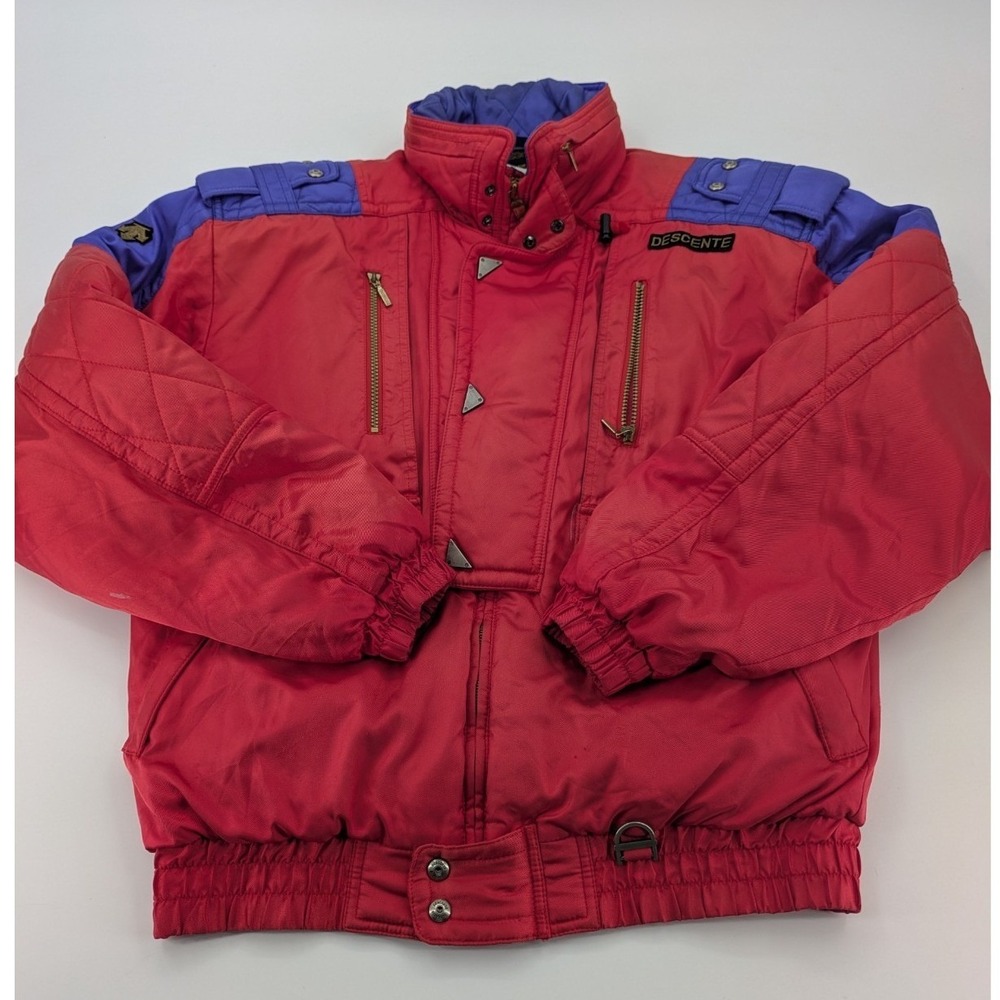 VTG 90s‎ Descente Ski Jacket Mens Size Large Red Purple Teal Colorblock Outdoor
